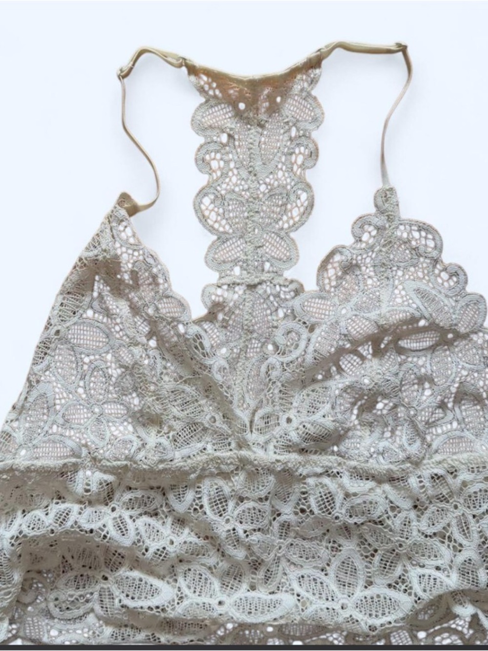 Sheer Romantic White Lace Bralette Racer Back Romantic Style Poetcore